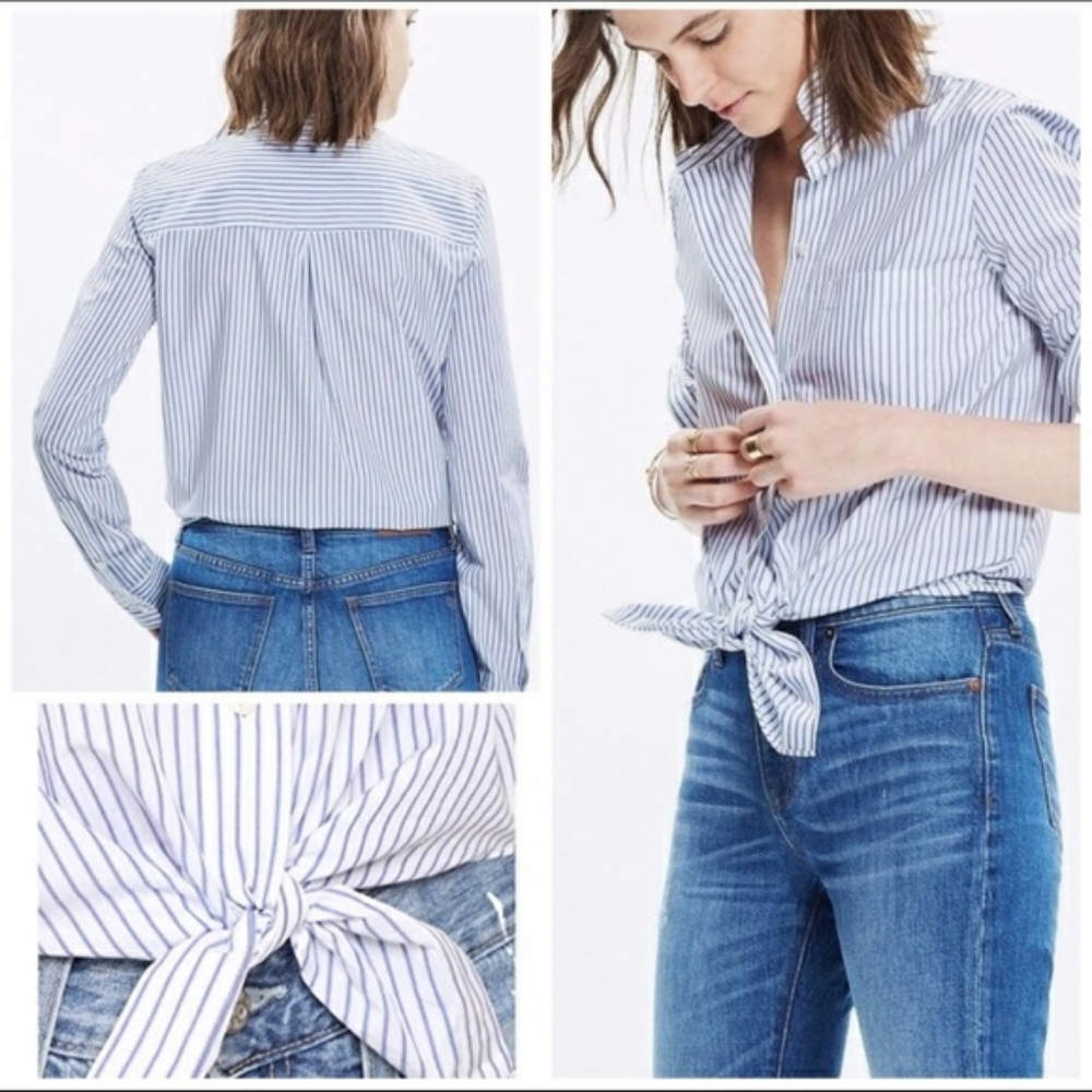 NWT Madewell Blue Abbey pinstriped shirt